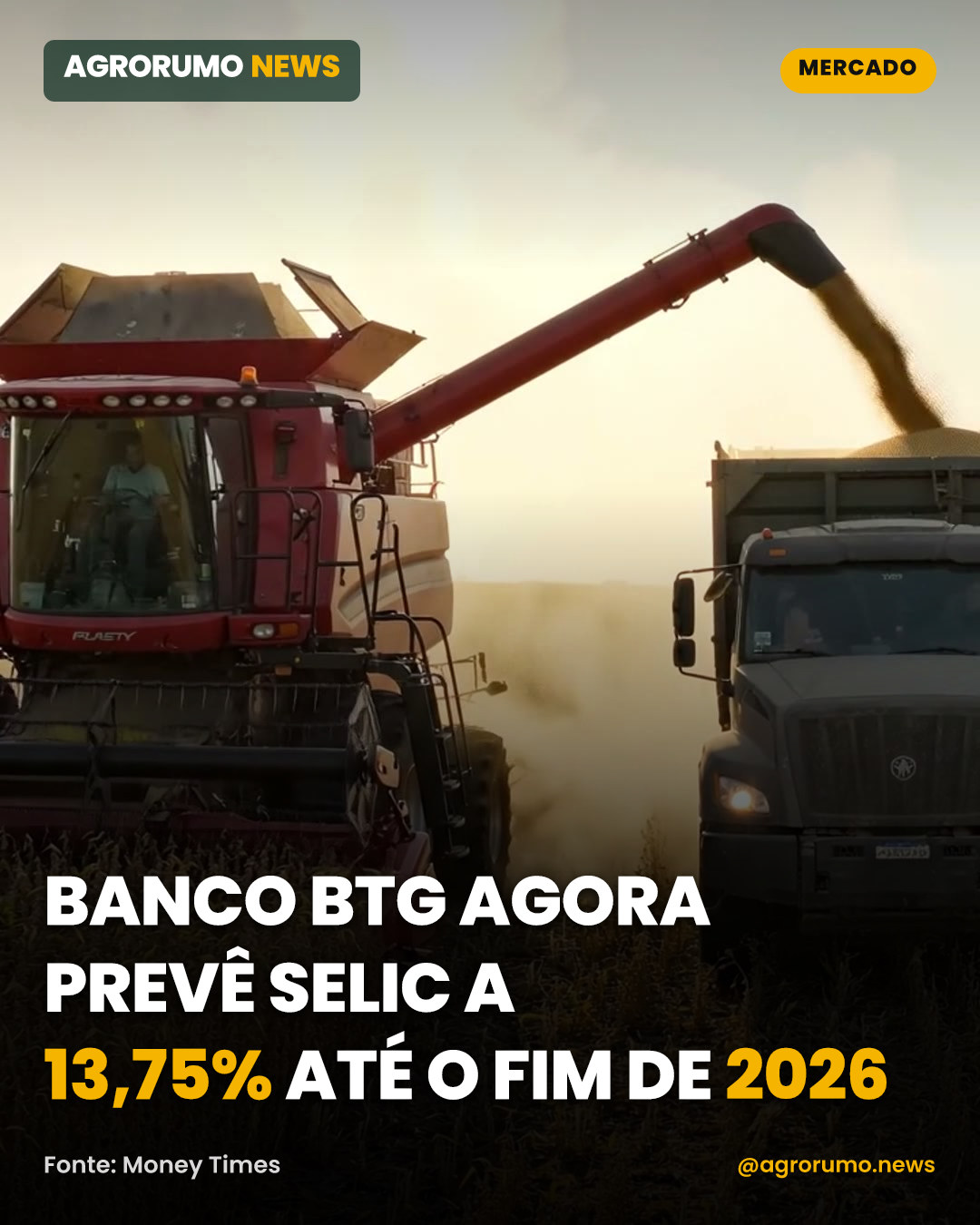 Banco BTG agora prevê Selic a 13,75% até o fim de 2026