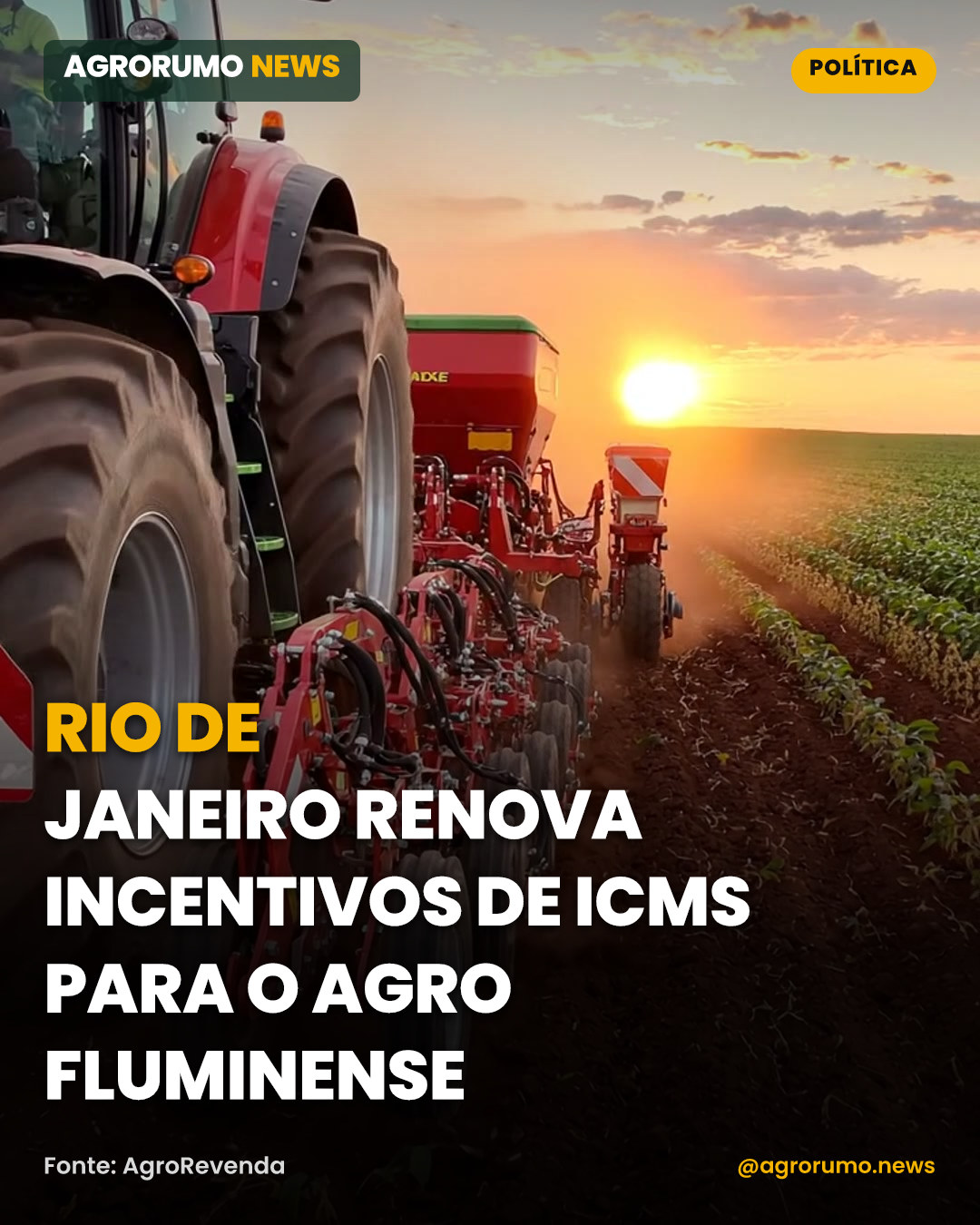 Rio de Janeiro renova incentivos de ICMS para o agro fluminense