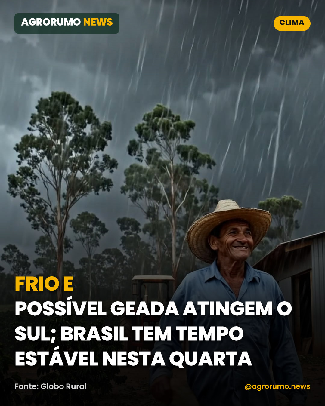 Frio e possível geada atingem o Sul; Brasil tem tempo estável nesta quarta