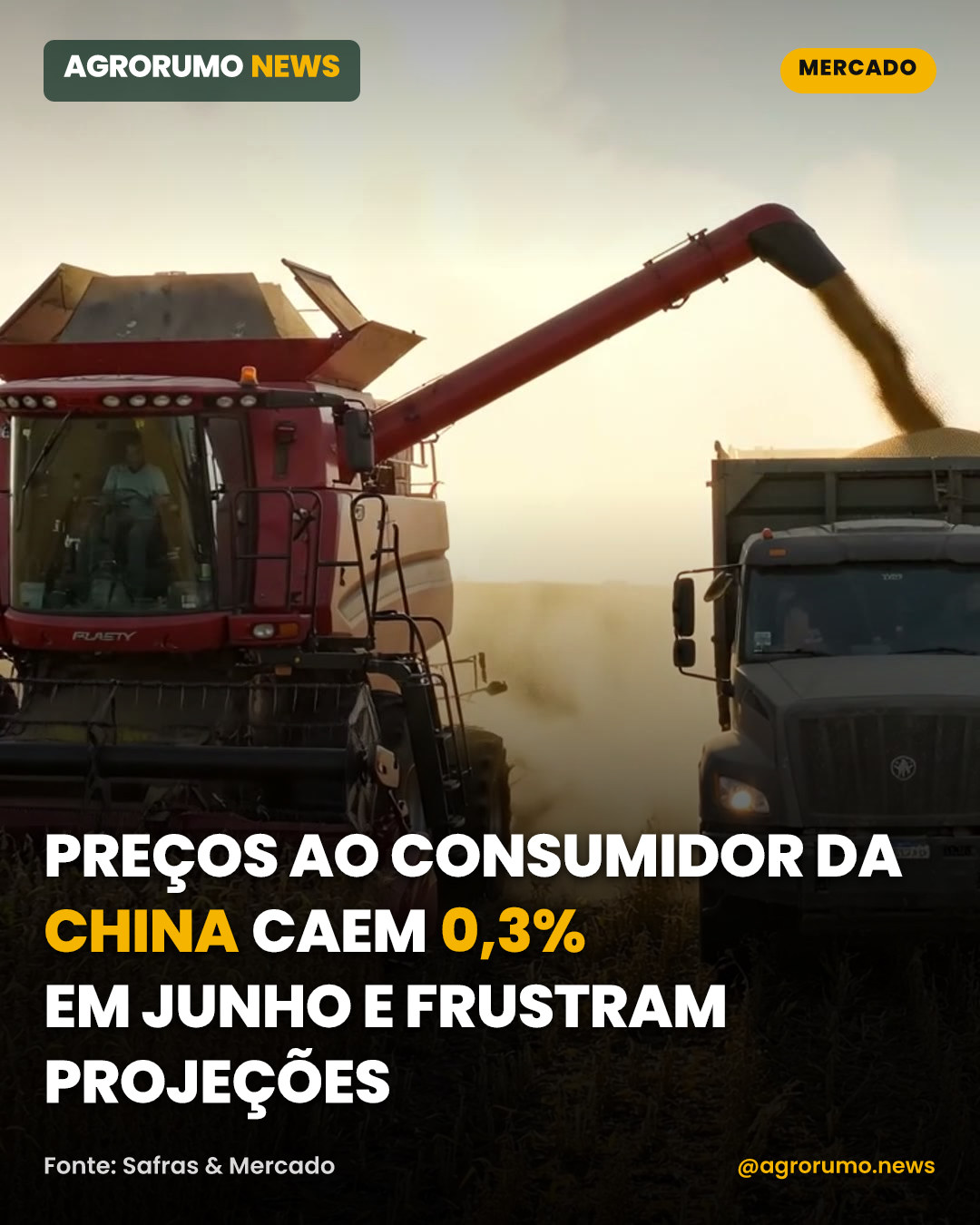 Preços ao consumidor da China caem 0,3% em junho e frustram projeções