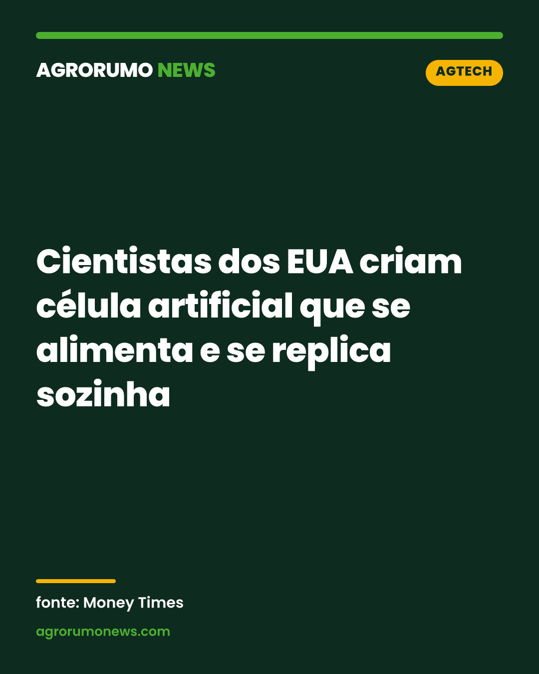 Cientistas dos EUA criam célula artificial que se alimenta e se replica sozinha