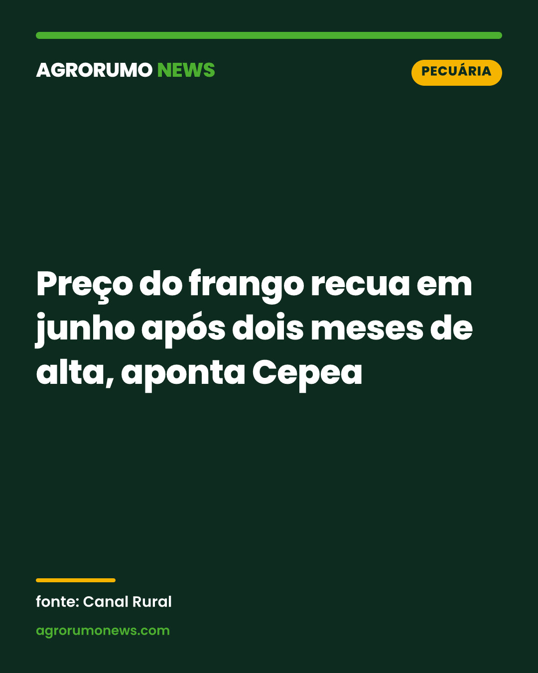 Preço do frango recua em junho após dois meses de alta, aponta Cepea