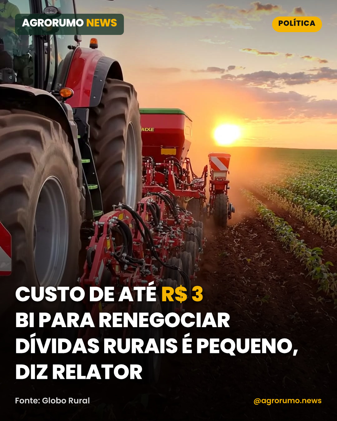 Custo de até R$ 3 bi para renegociar dívidas rurais é pequeno, diz relator