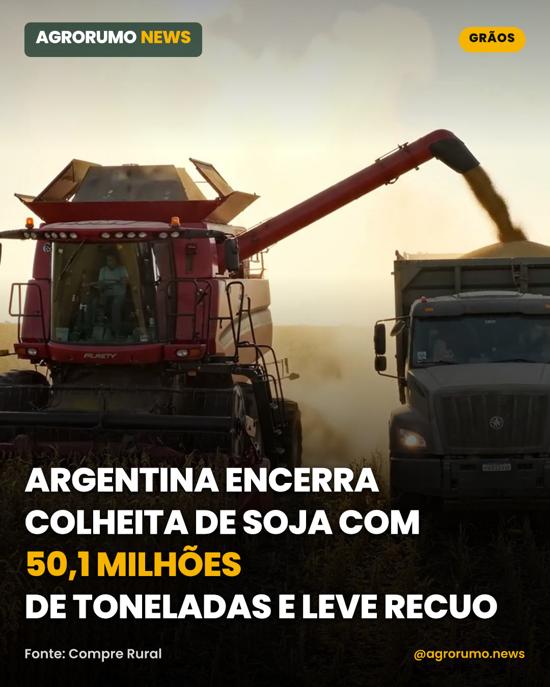 Argentina encerra colheita de soja com 50,1 milhões de toneladas e leve recuo