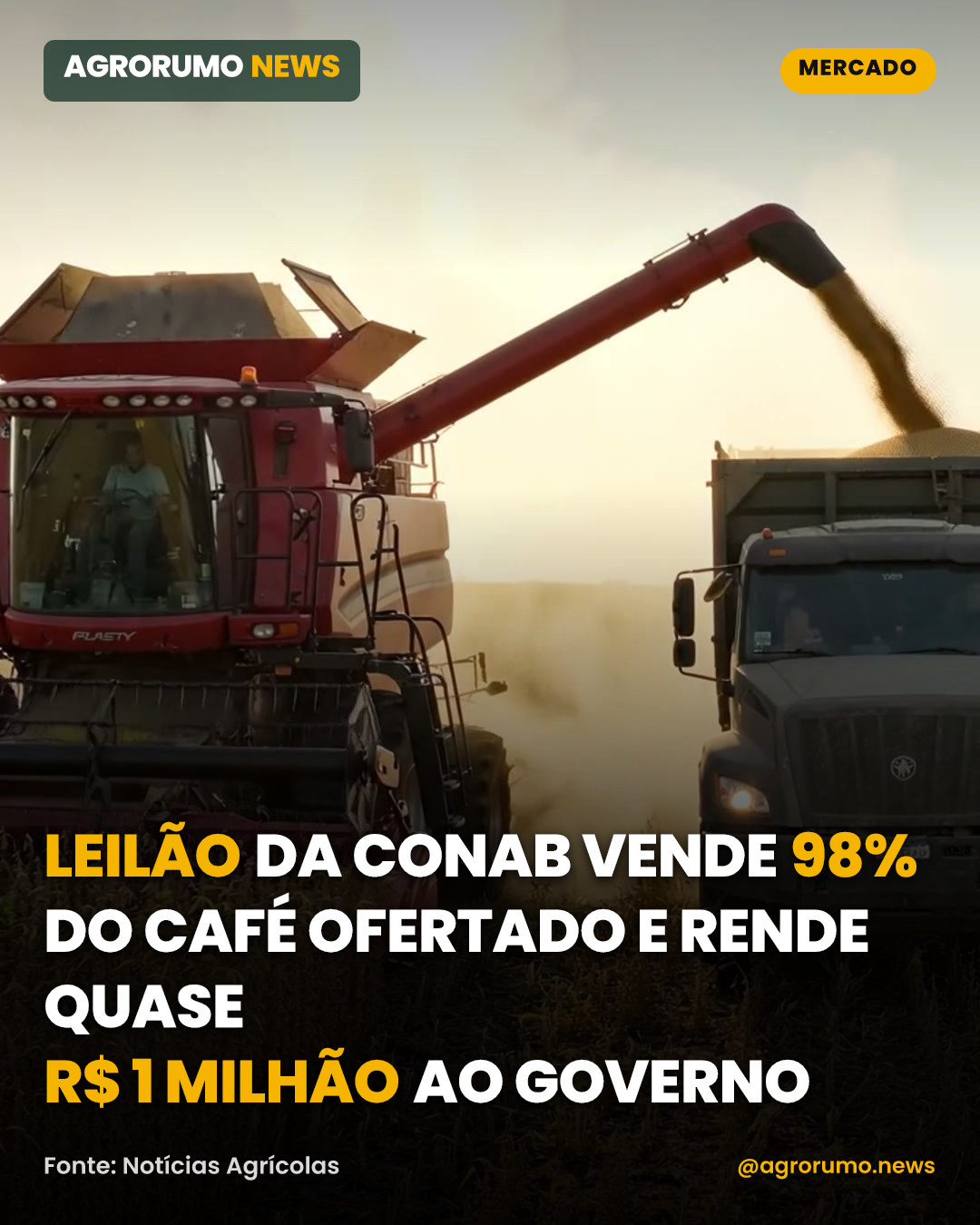 Leilão da Conab vende 98% do café ofertado e rende quase R$ 1 milhão ao governo