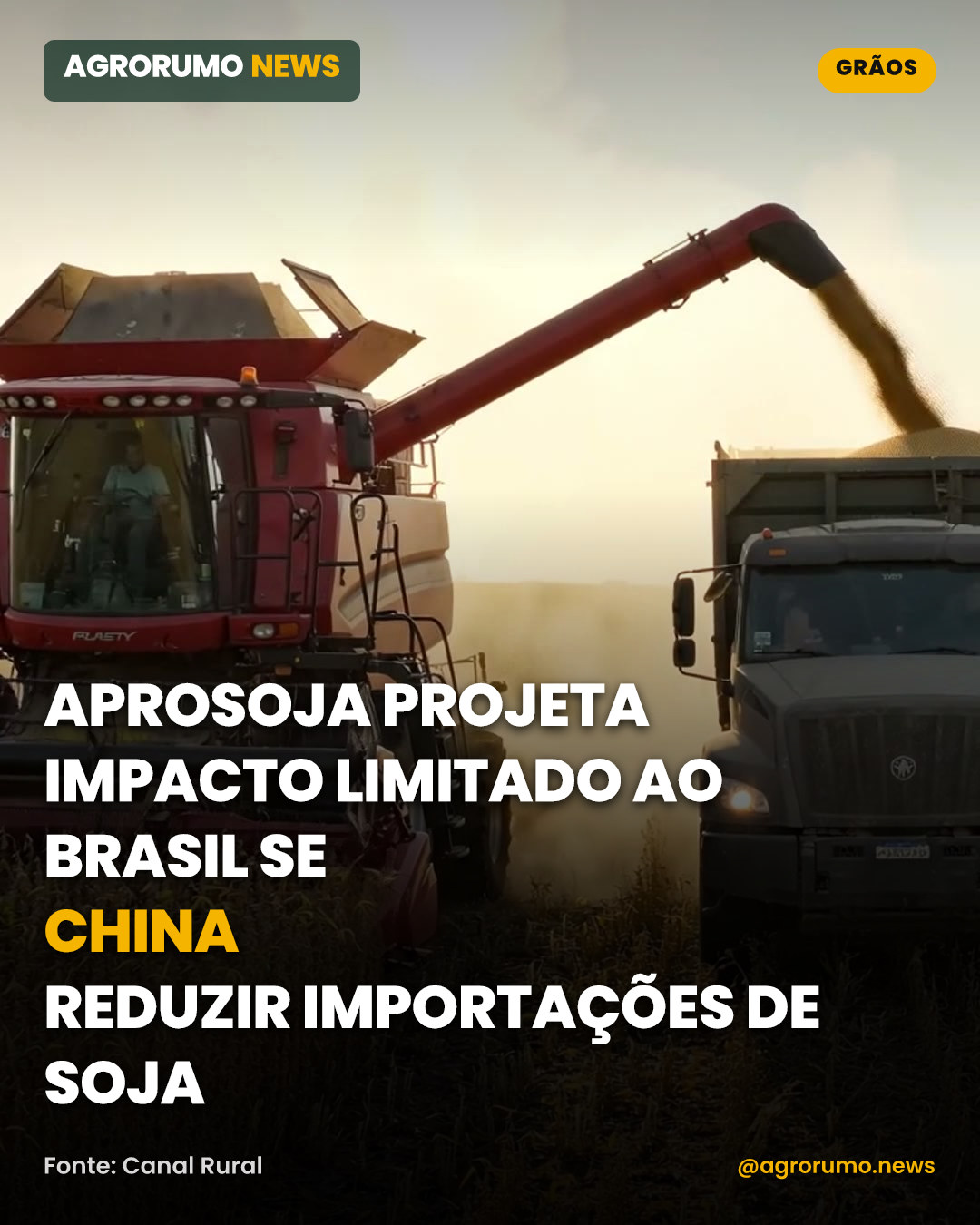 Aprosoja projeta impacto limitado ao Brasil se China reduzir importações de soja