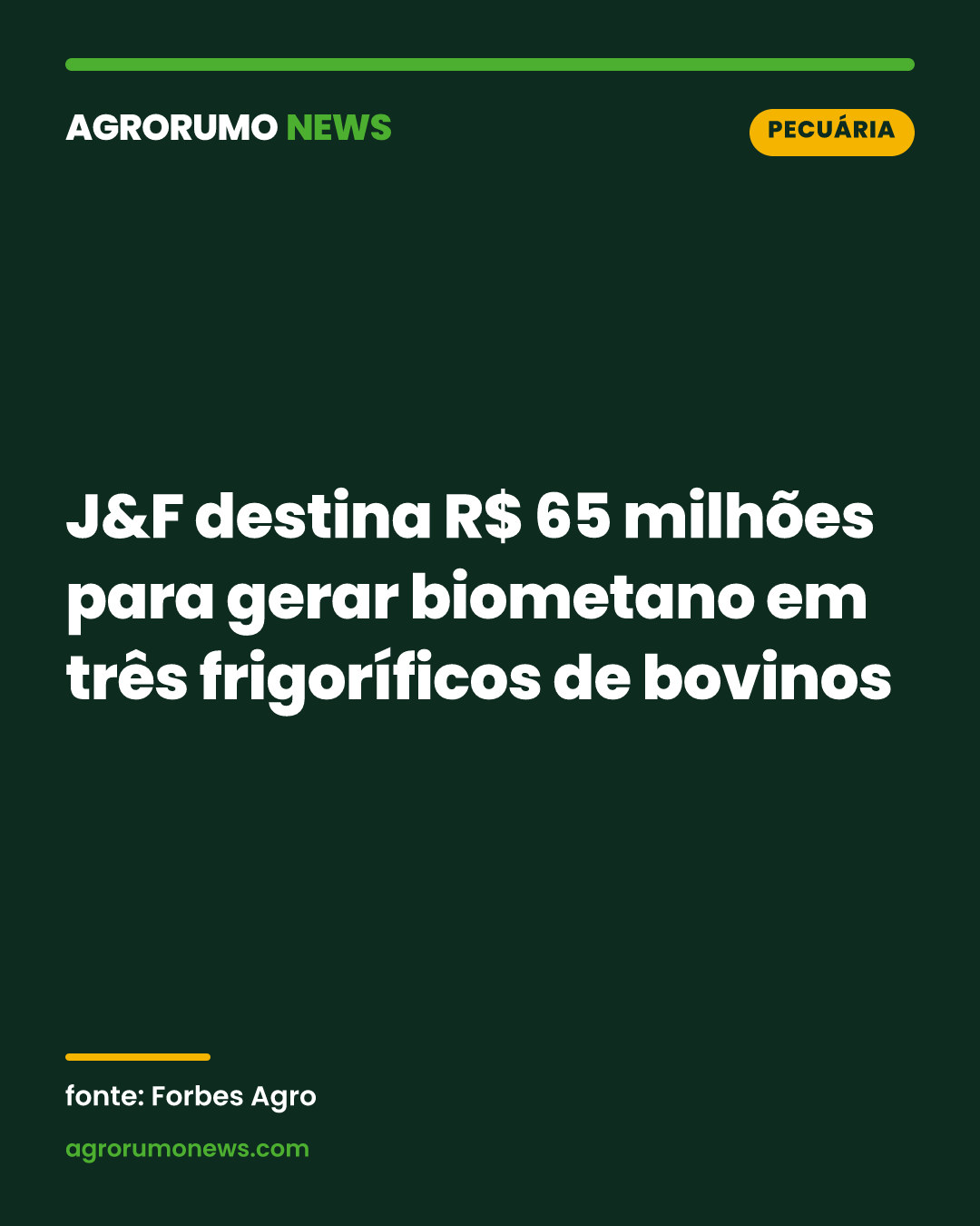 J&F destina R$ 65 milhões para gerar biometano em três frigoríficos de bovinos