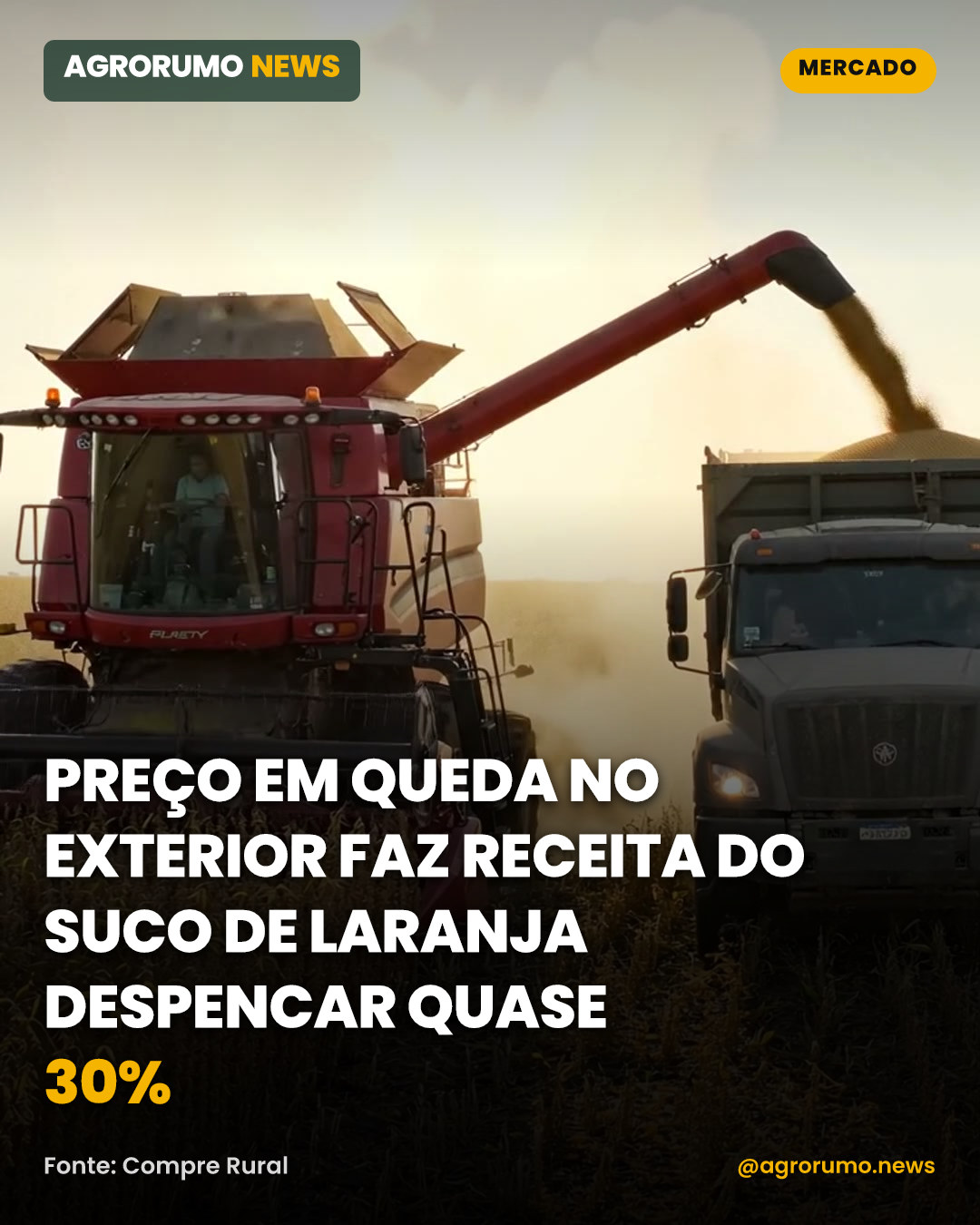 Preço em queda no exterior faz receita do suco de laranja despencar quase 30%