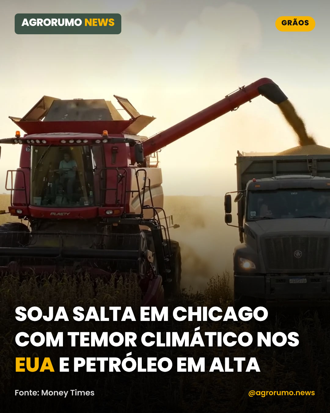 Soja salta em Chicago com temor climático nos EUA e petróleo em alta
