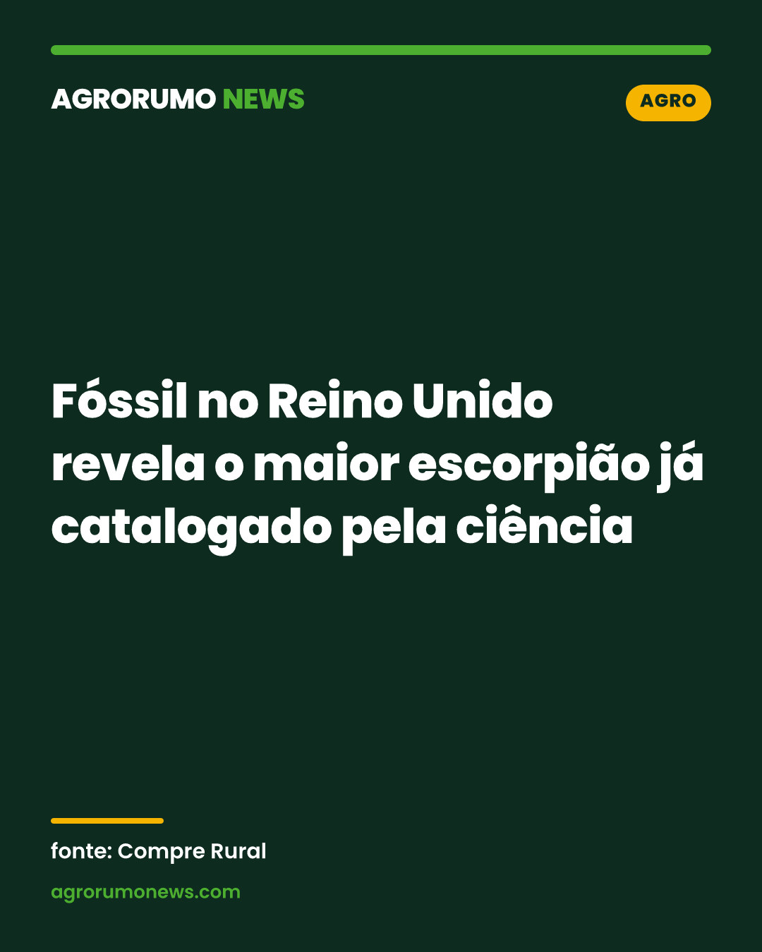Fóssil no Reino Unido revela o maior escorpião já catalogado pela ciência