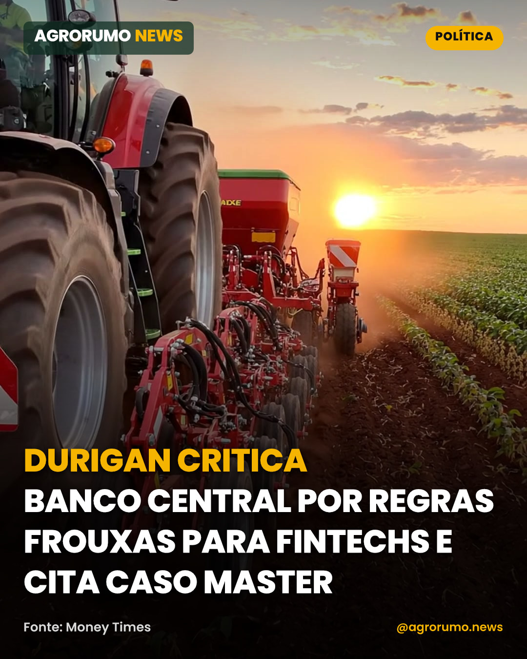 Durigan critica Banco Central por regras frouxas para fintechs e cita caso Master
