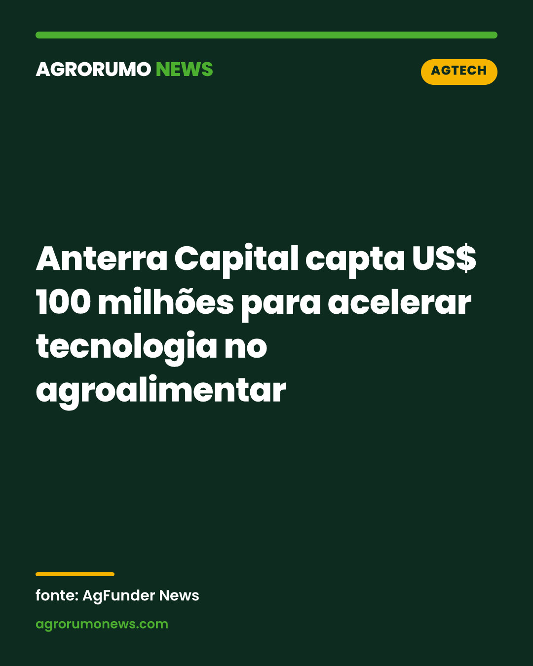 Anterra Capital capta US$ 100 milhões para acelerar tecnologia no agroalimentar