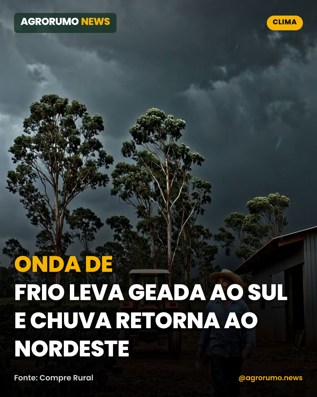 Onda de frio leva geada ao Sul e chuva retorna ao Nordeste