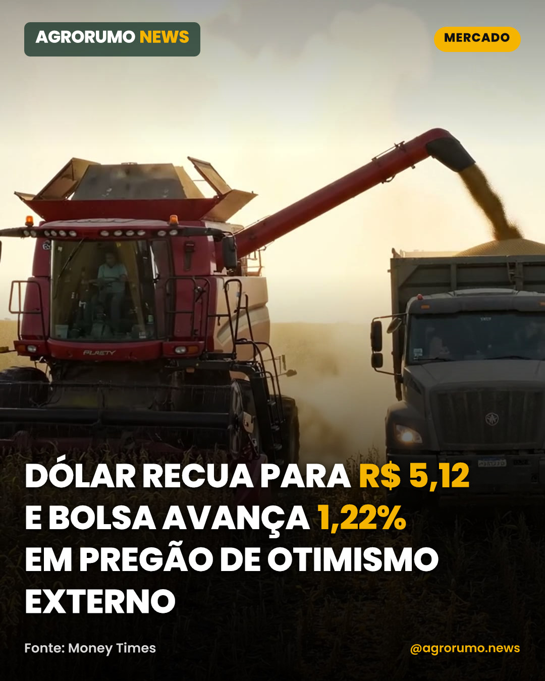 Dólar recua para R$ 5,12 e bolsa avança 1,22% em pregão de otimismo externo
