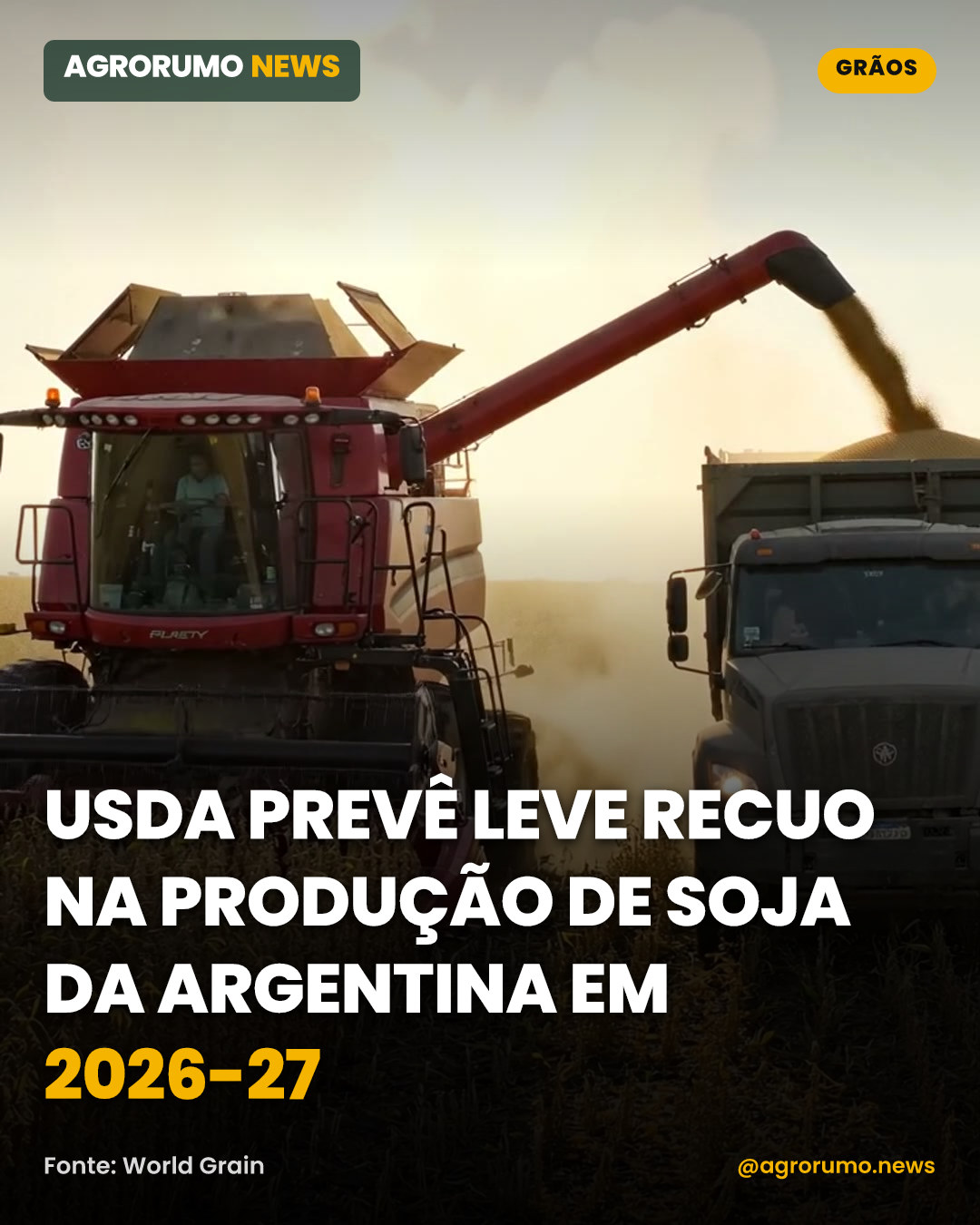 USDA prevê leve recuo na produção de soja da Argentina em 2026-27