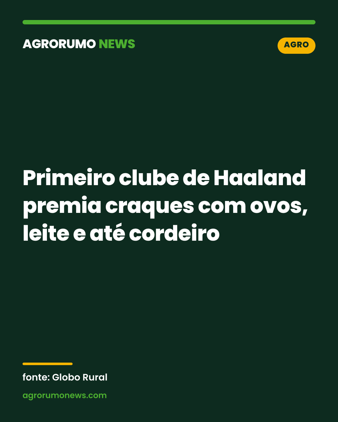 Primeiro clube de Haaland premia craques com ovos, leite e até cordeiro