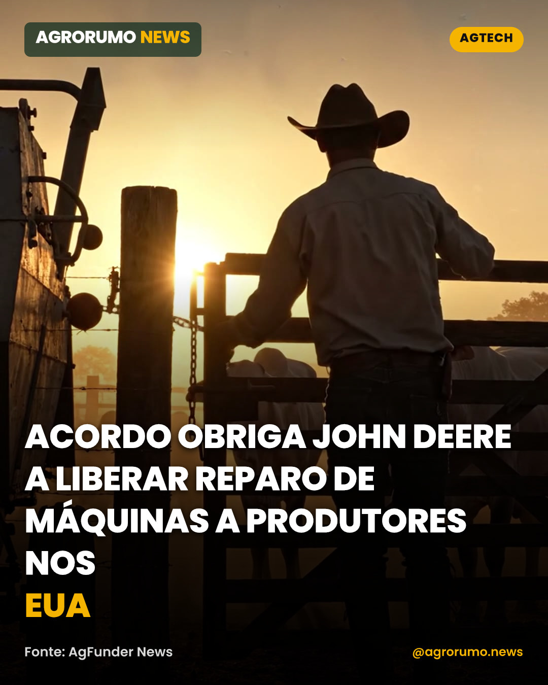 Acordo obriga John Deere a liberar reparo de máquinas a produtores nos EUA