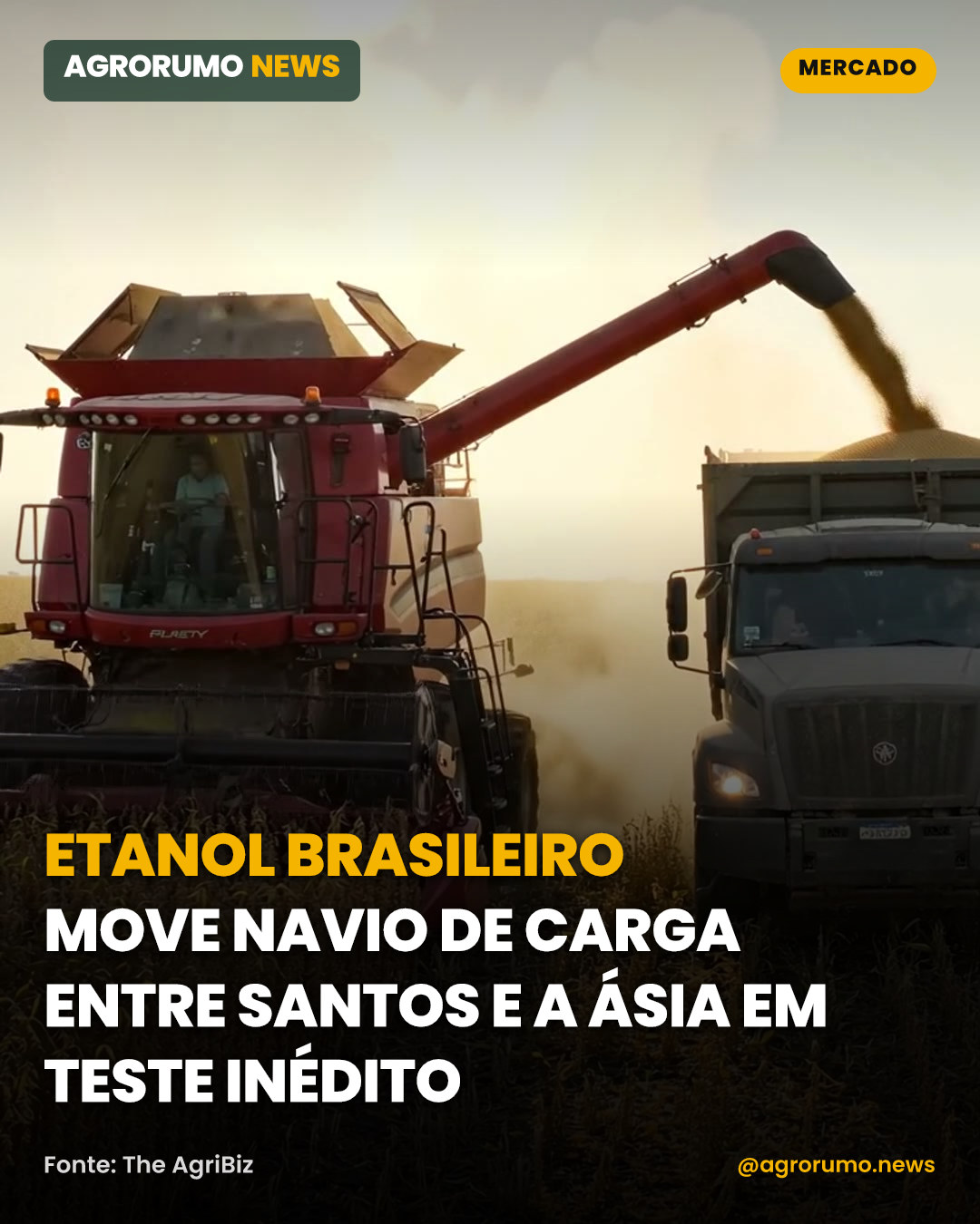Etanol brasileiro move navio de carga entre Santos e a Ásia em teste inédito