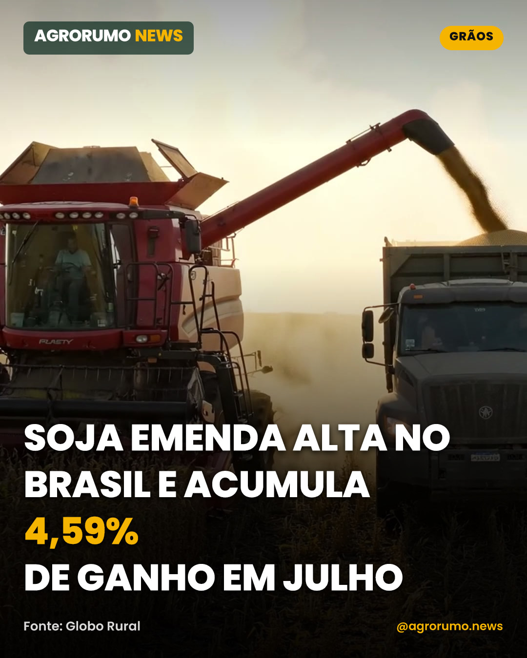 Soja emenda alta no Brasil e acumula 4,59% de ganho em julho