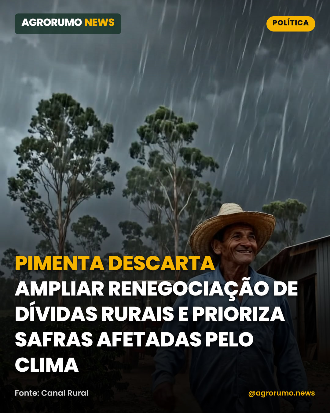 Pimenta descarta ampliar renegociação de dívidas rurais e prioriza safras afetadas pelo clima