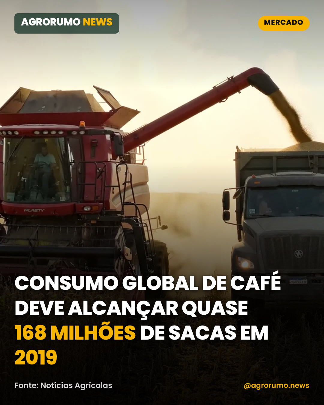 Consumo global de café deve alcançar quase 168 milhões de sacas em 2019