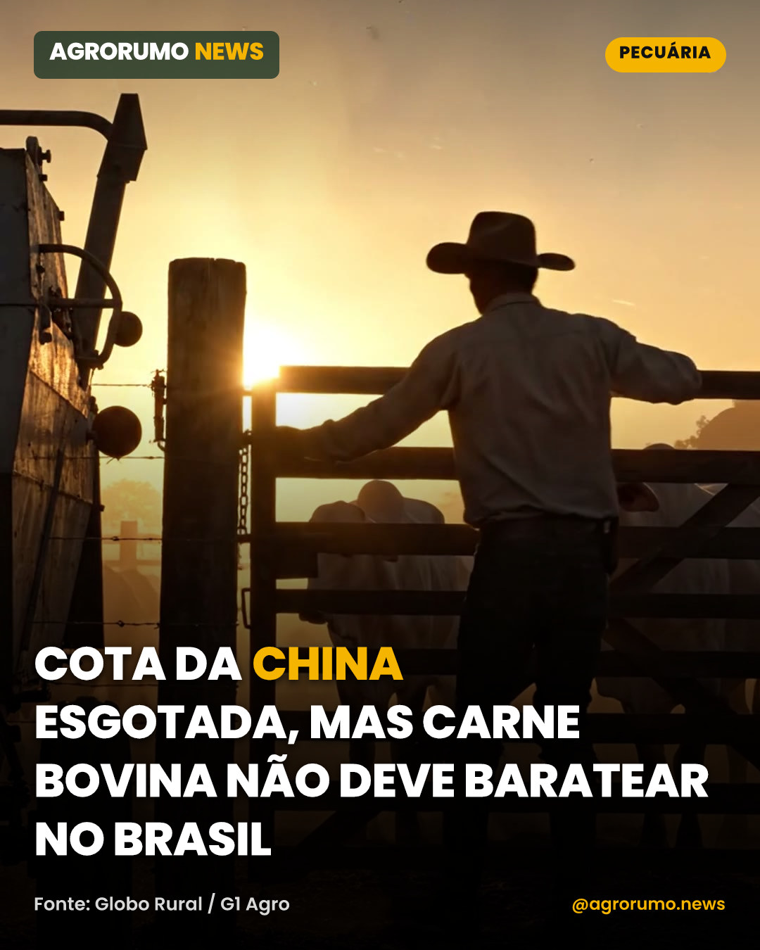 Cota da China esgotada, mas carne bovina não deve baratear no Brasil