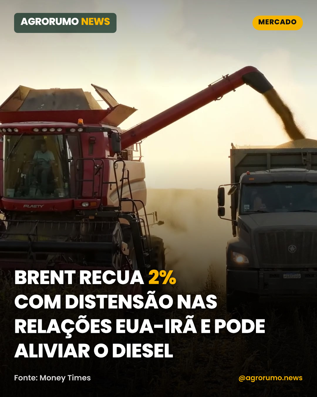 Brent recua 2% com distensão nas relações EUA-Irã e pode aliviar o diesel