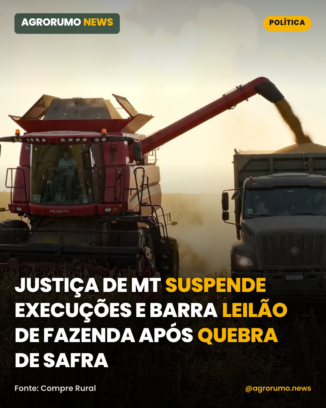 Justiça de MT suspende execuções e barra leilão de fazenda após quebra de safra