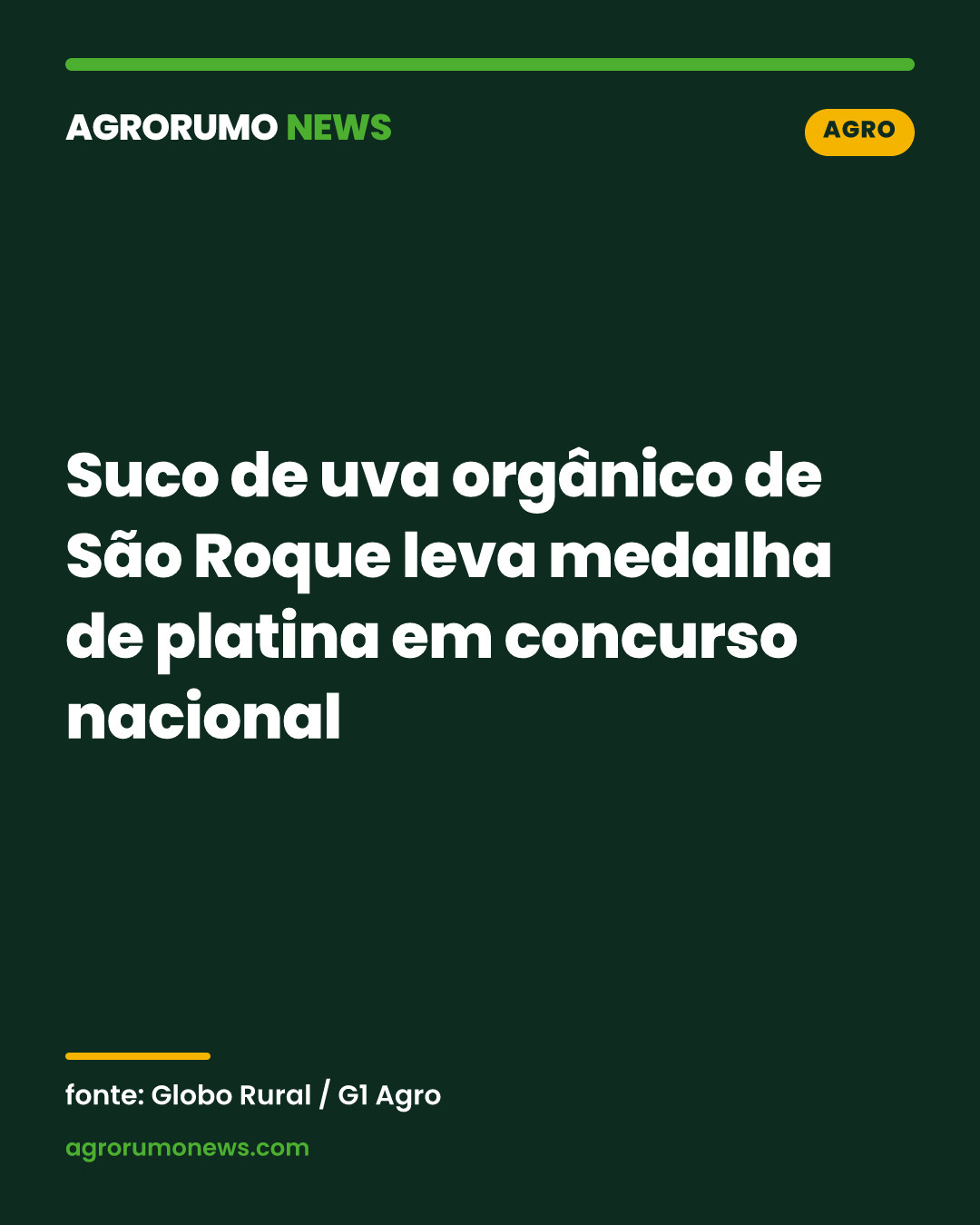 Suco de uva orgânico de São Roque leva medalha de platina em concurso nacional