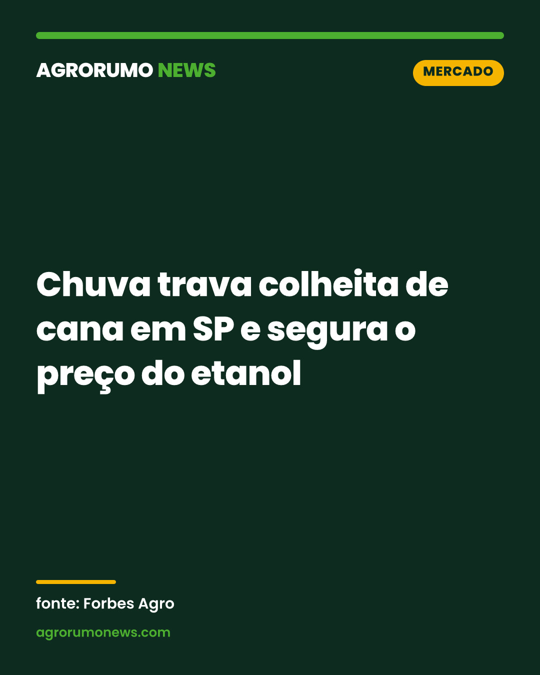 Chuva trava colheita de cana em SP e segura o preço do etanol
