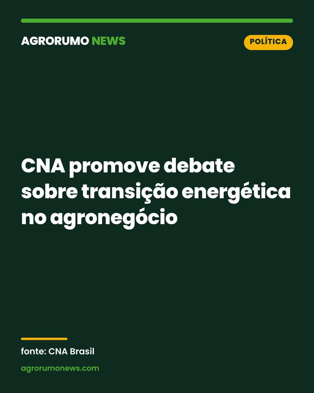 CNA promove debate sobre transição energética no agronegócio