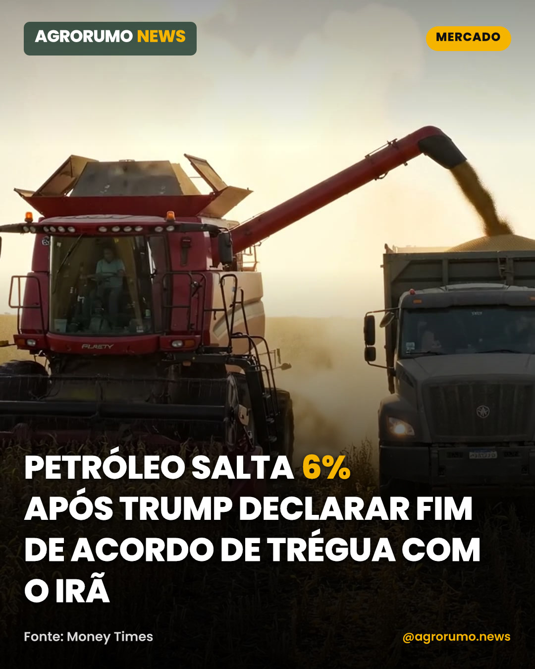 Petróleo salta 6% após Trump declarar fim de acordo de trégua com o Irã