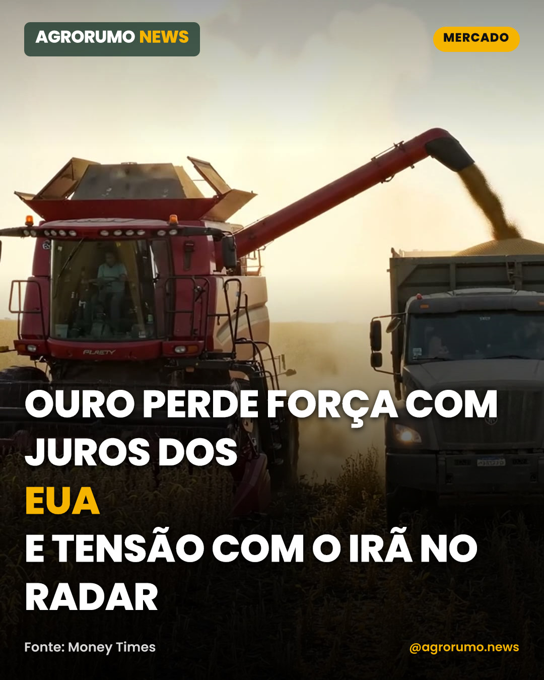 Ouro perde força com juros dos EUA e tensão com o Irã no radar