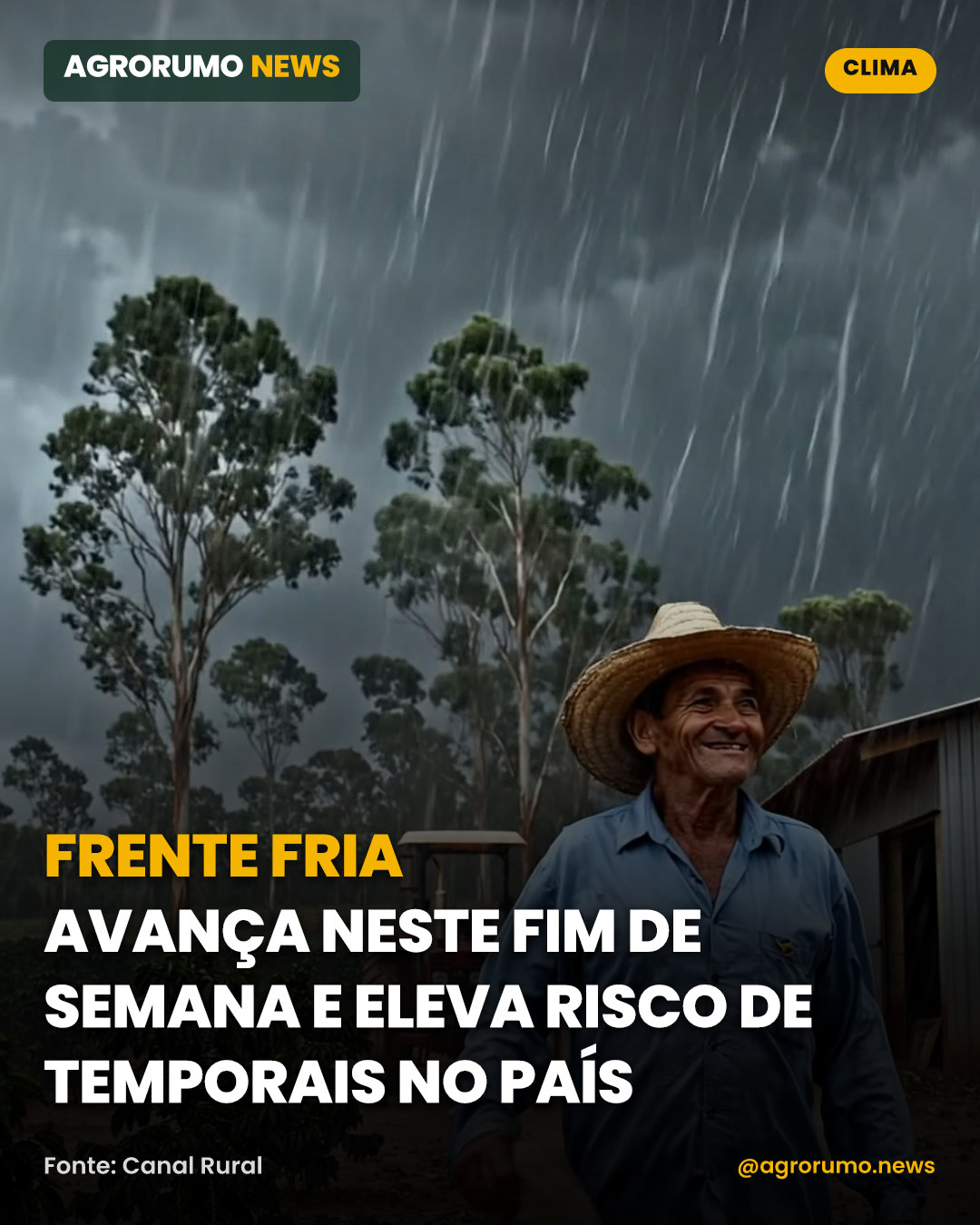 Frente fria avança neste fim de semana e eleva risco de temporais no país