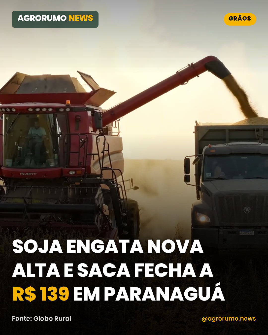Soja engata nova alta e saca fecha a R$ 139 em Paranaguá