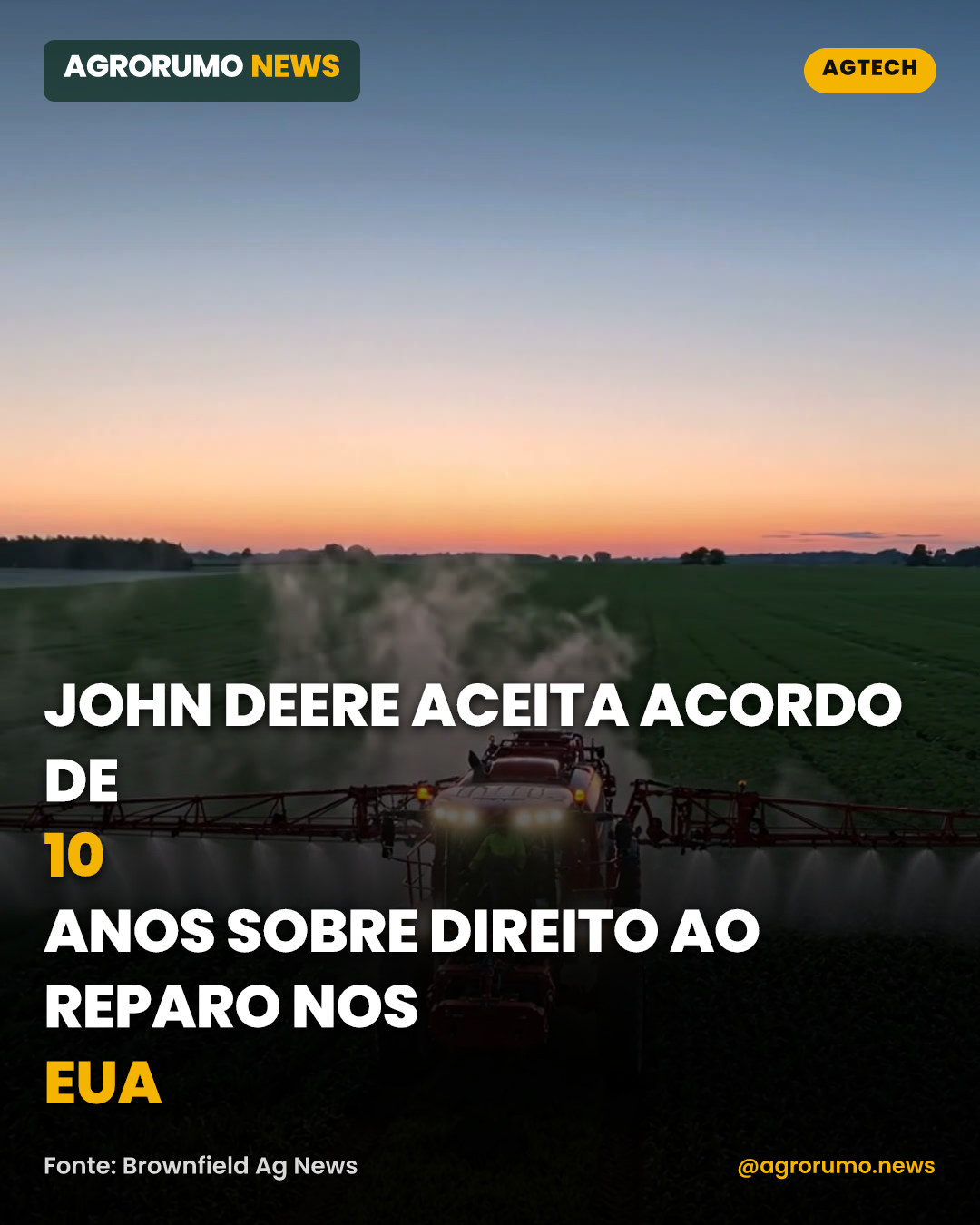 John Deere aceita acordo de 10 anos sobre direito ao reparo nos EUA