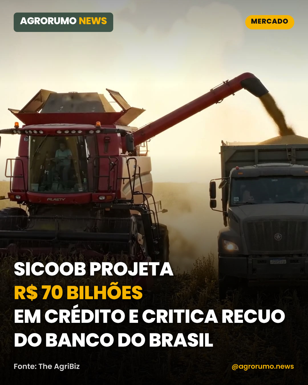 Sicoob projeta R$ 70 bilhões em crédito e critica recuo do Banco do Brasil