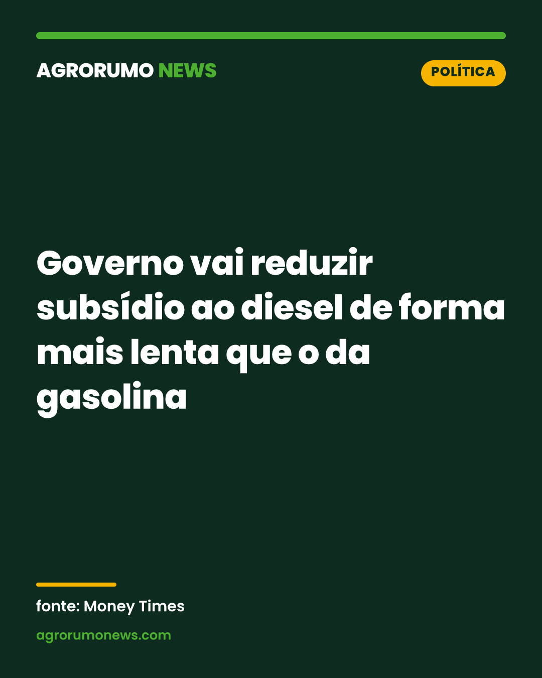 Governo vai reduzir subsídio ao diesel de forma mais lenta que o da gasolina