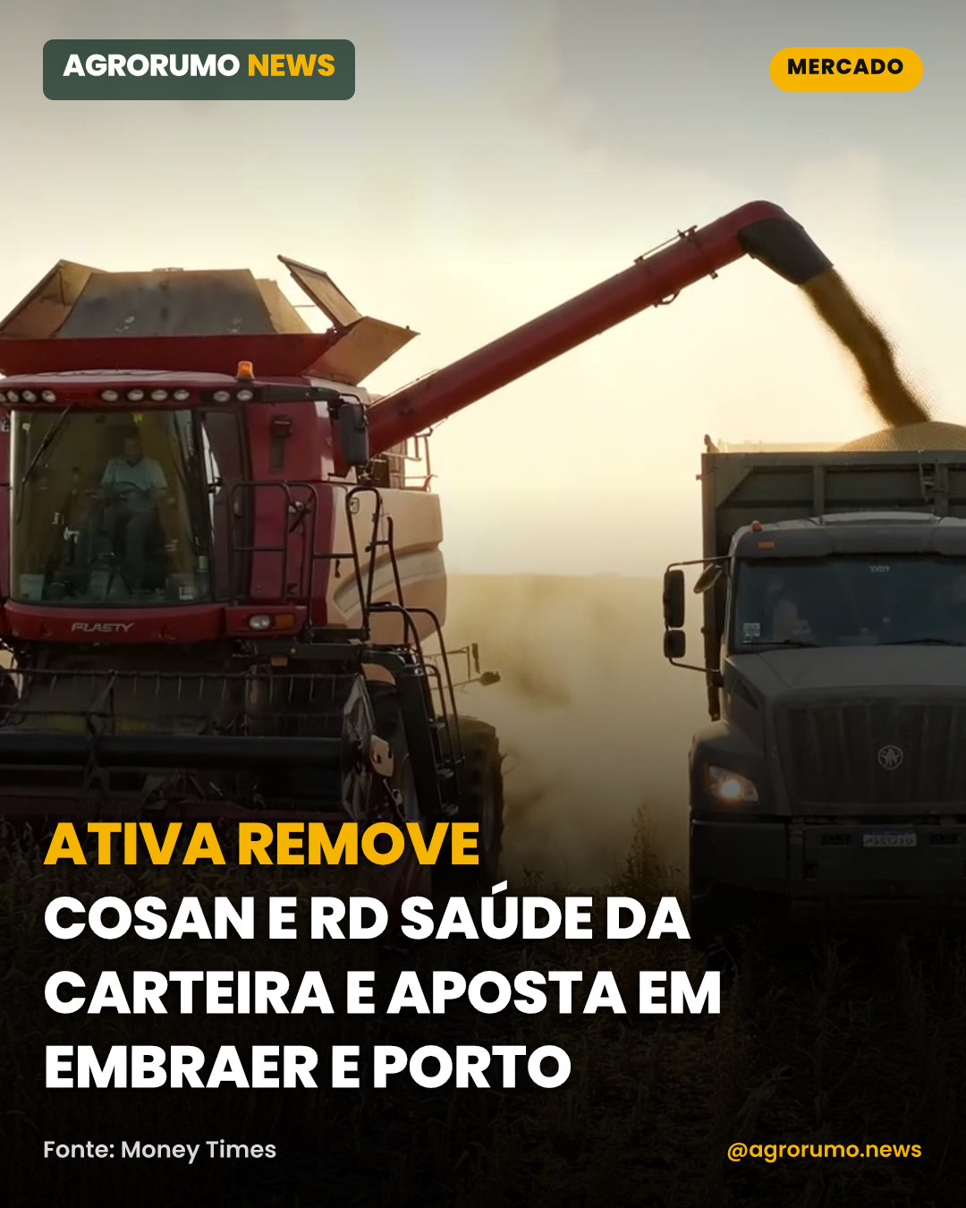 Ativa remove Cosan e RD Saúde da carteira e aposta em Embraer e Porto