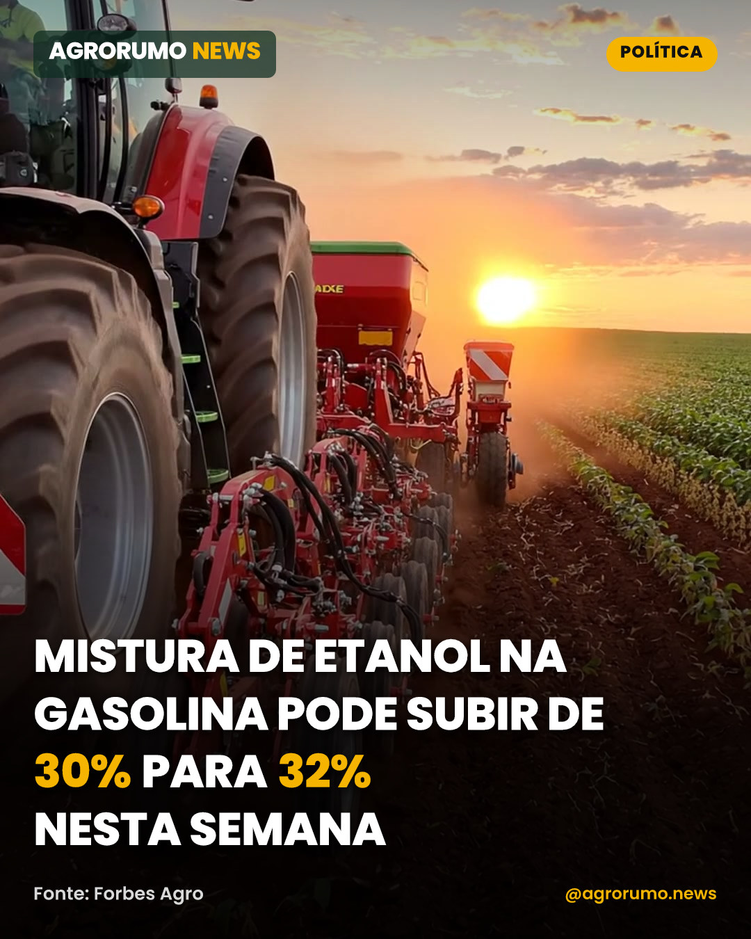 Mistura de etanol na gasolina pode subir de 30% para 32% nesta semana