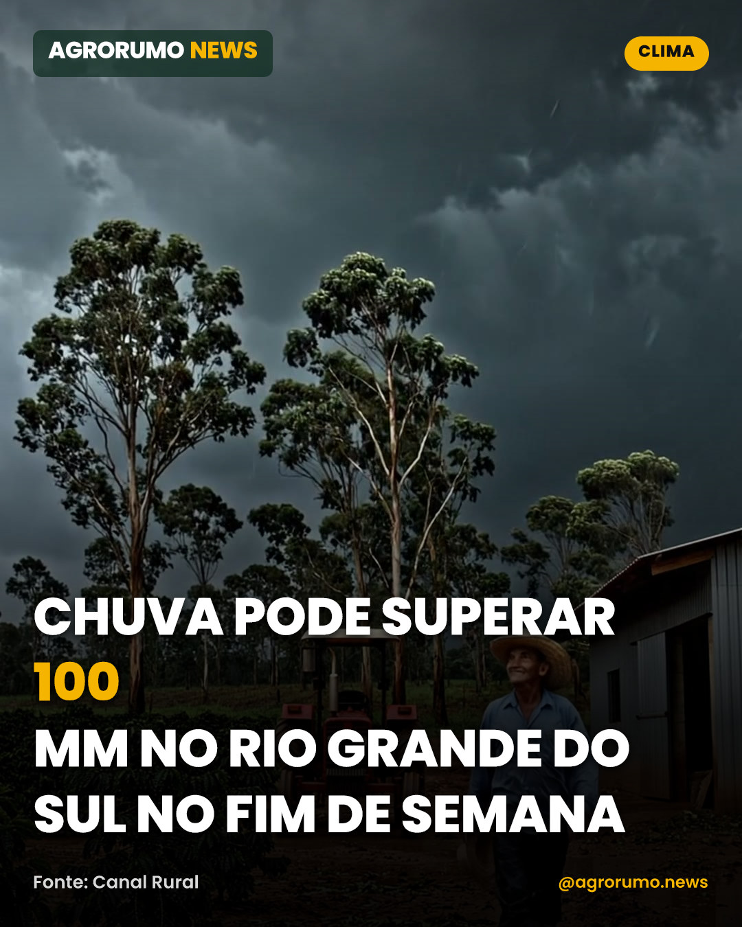 Chuva pode superar 100 mm no Rio Grande do Sul no fim de semana