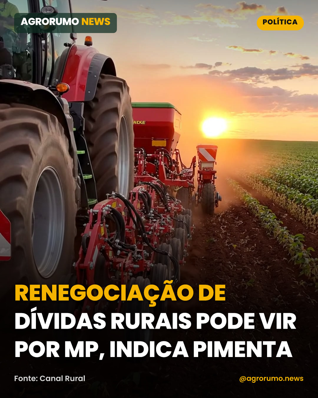 Renegociação de dívidas rurais pode vir por MP, indica Pimenta