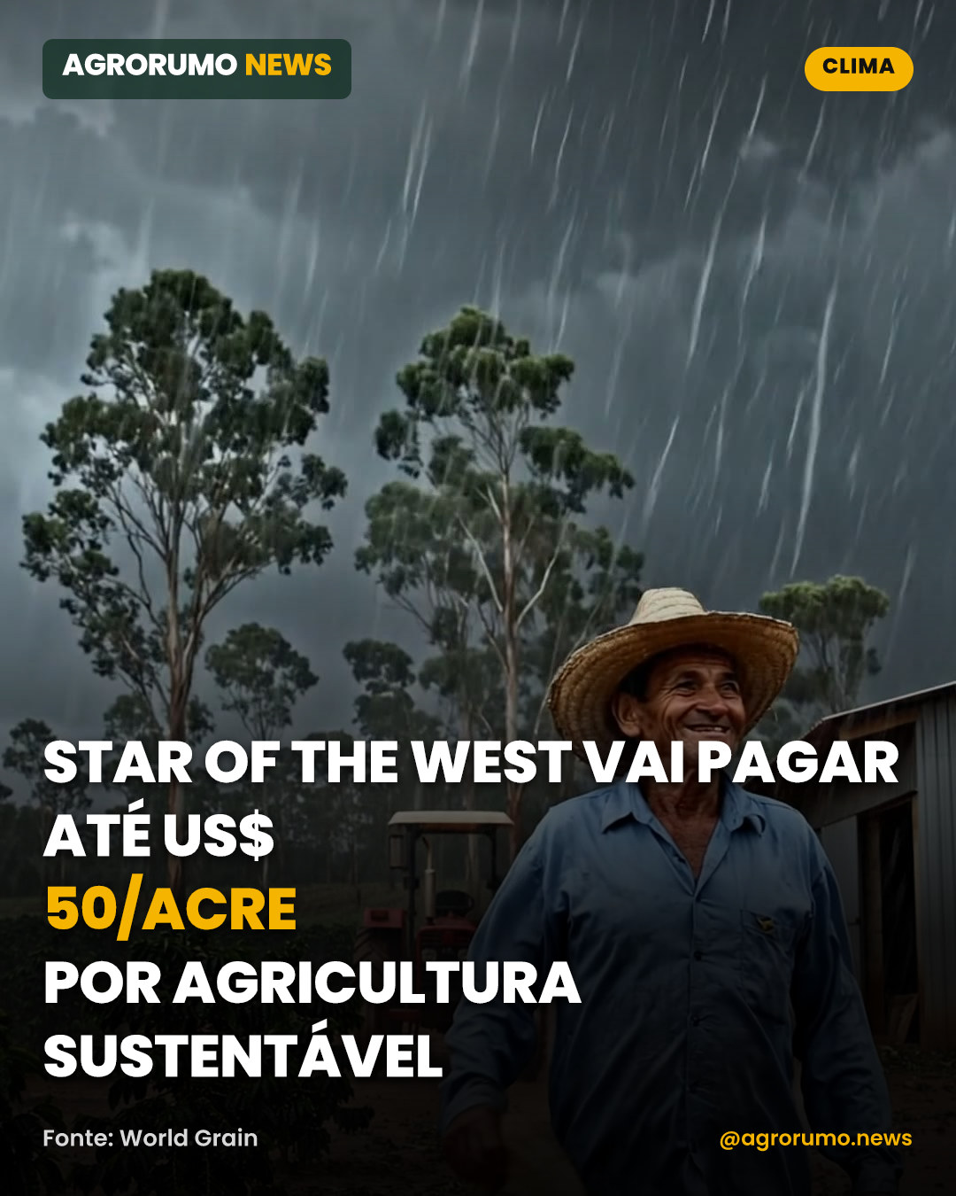 Star of the West vai pagar até US$ 50/acre por agricultura sustentável