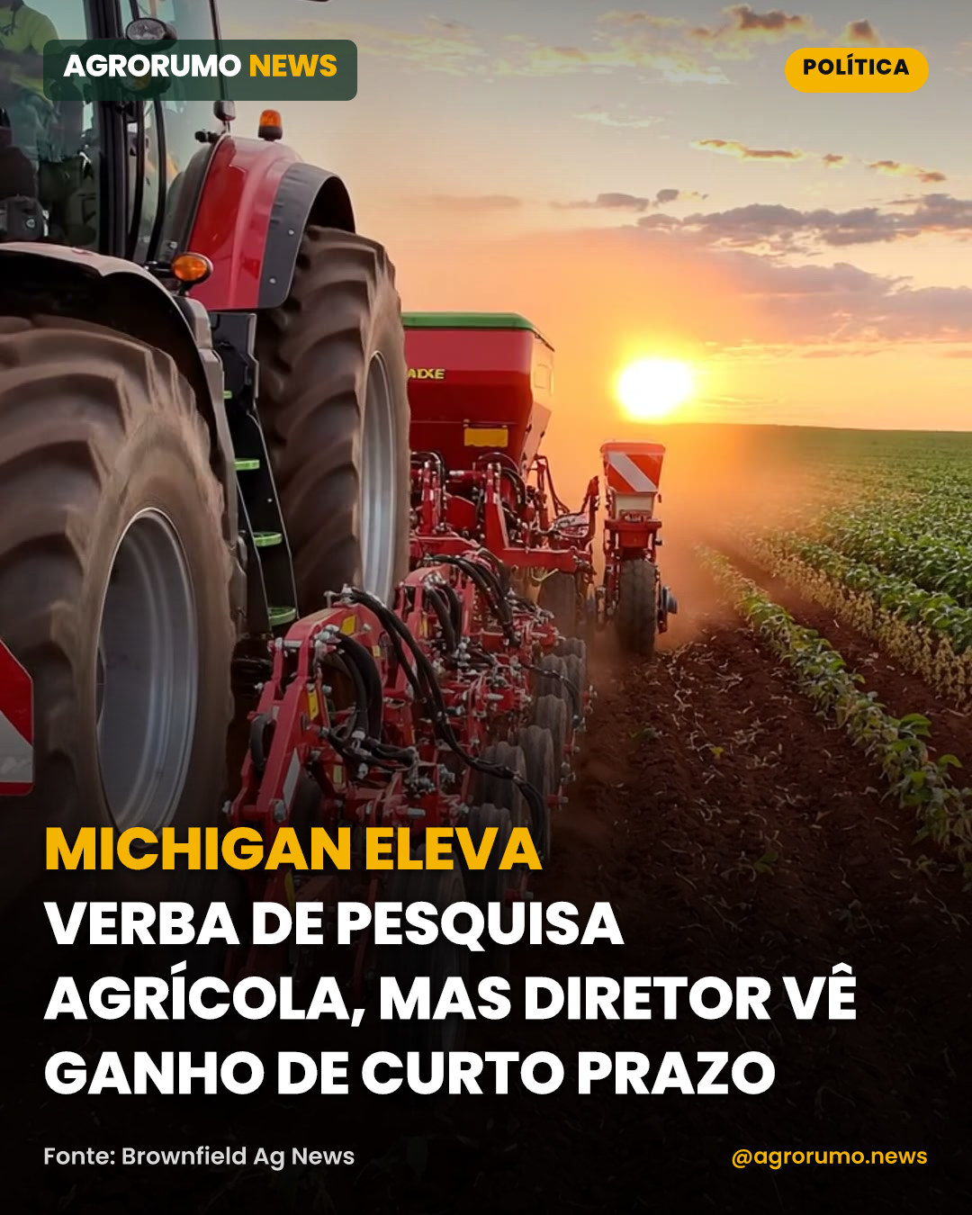 Michigan eleva verba de pesquisa agrícola, mas diretor vê ganho de curto prazo