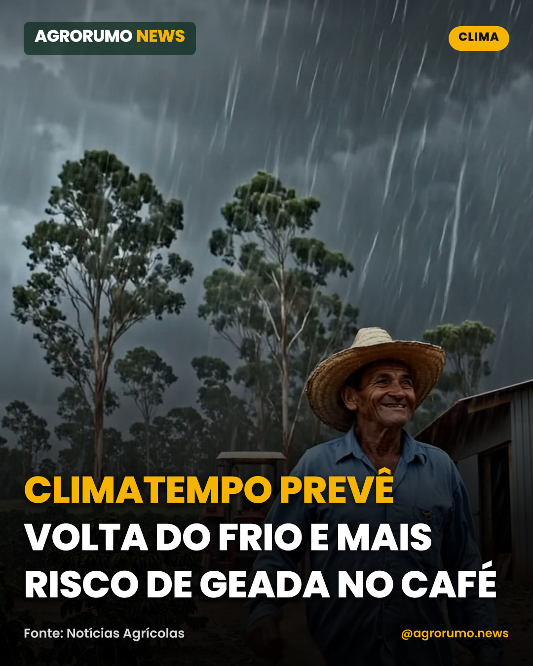 Climatempo prevê volta do frio e mais risco de geada no café