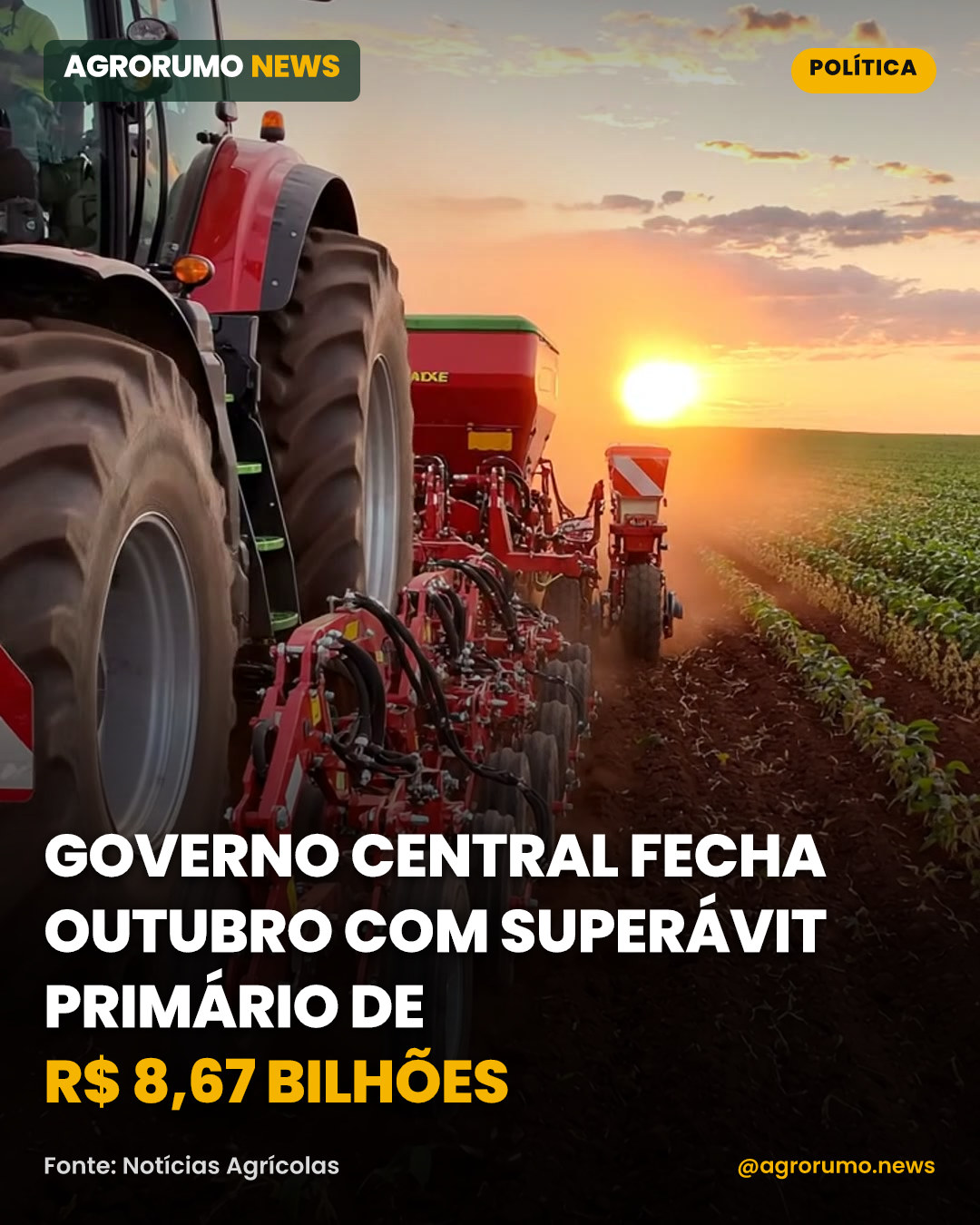 Governo central fecha outubro com superávit primário de R$ 8,67 bilhões