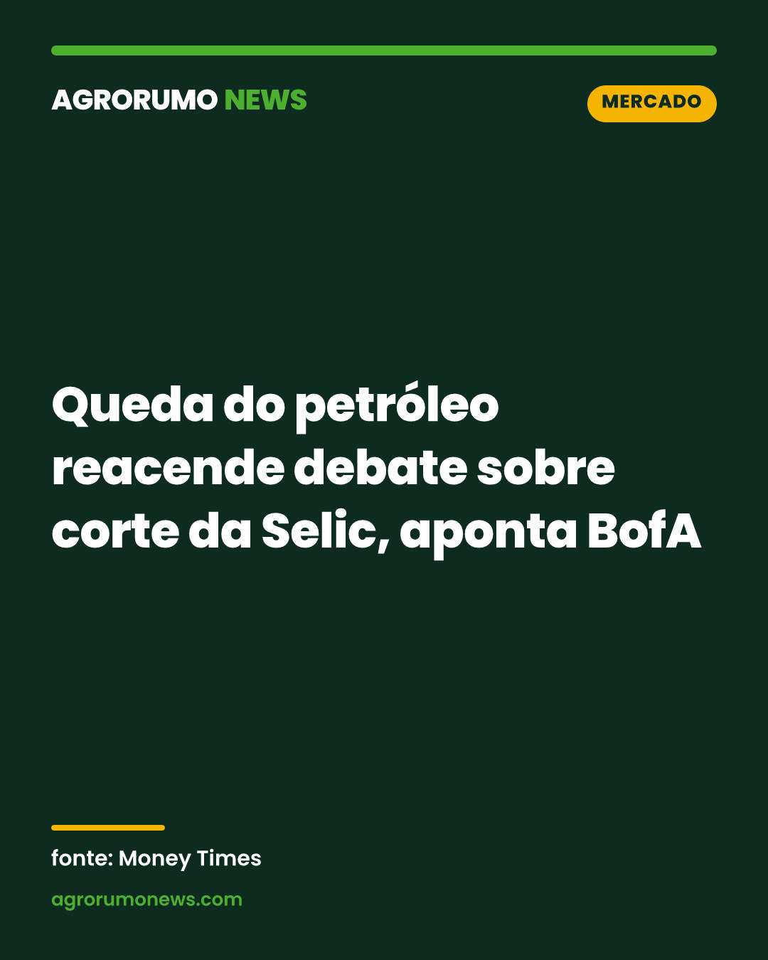 Queda do petróleo reacende debate sobre corte da Selic, aponta BofA