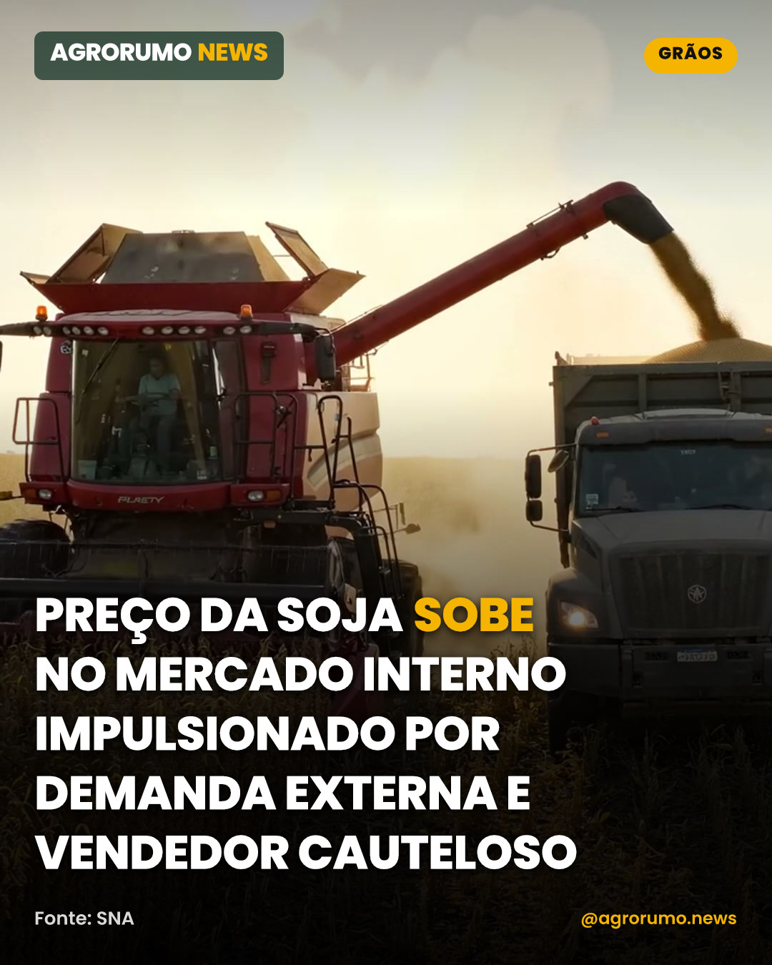 Preço da soja sobe no mercado interno impulsionado por demanda externa e vendedor cauteloso