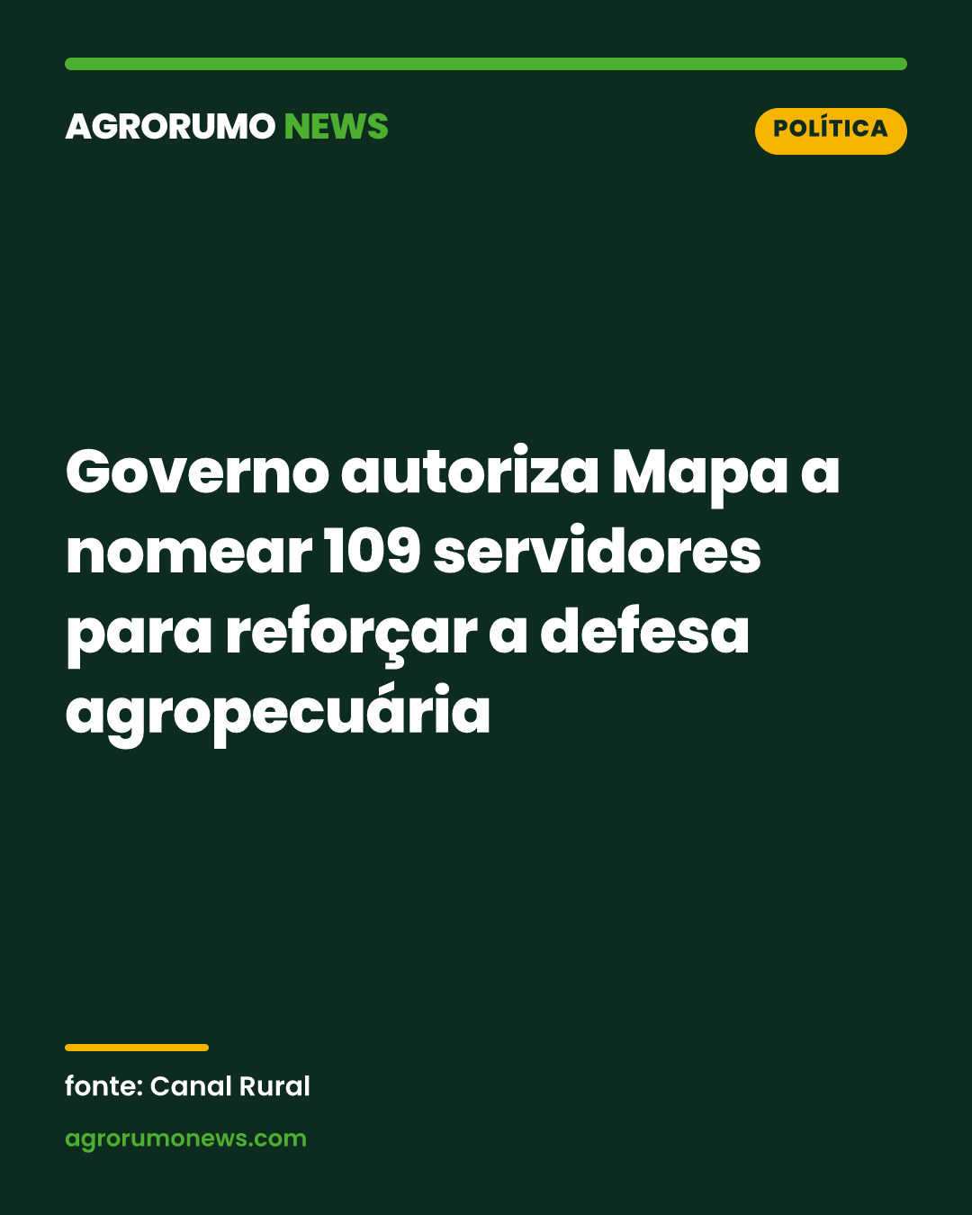 Governo autoriza Mapa a nomear 109 servidores para reforçar a defesa agropecuária