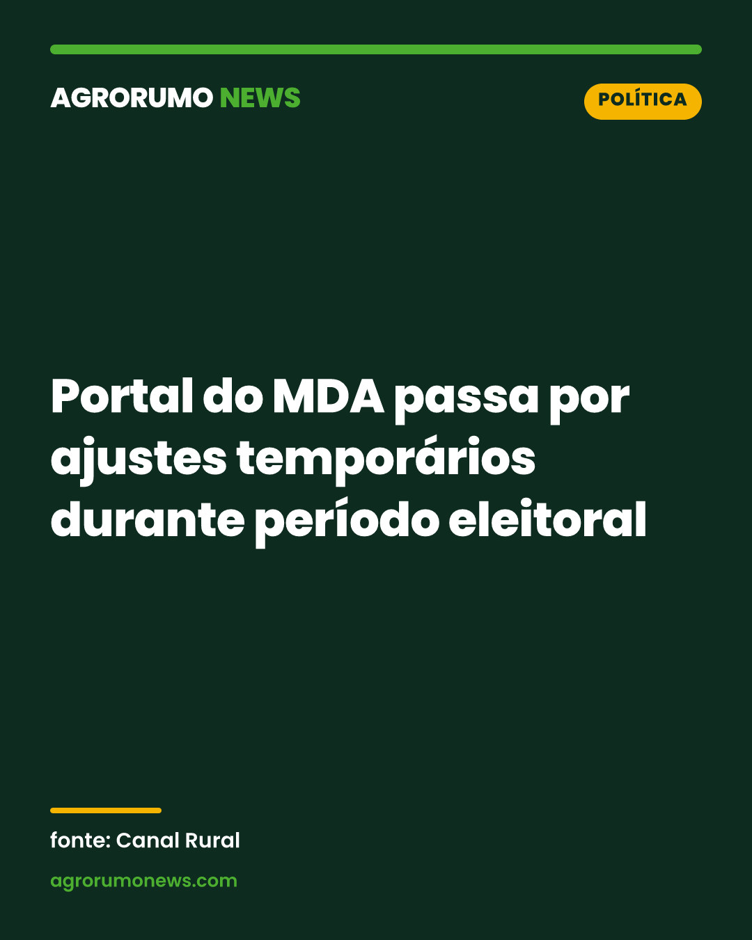 Portal do MDA passa por ajustes temporários durante período eleitoral